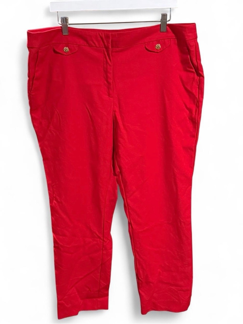 Anne Klein Bright Red Cropped Tailored Pants